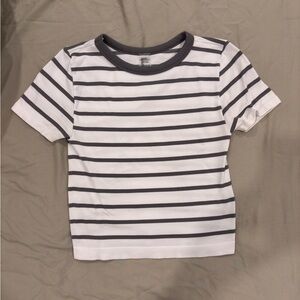 One Step Ahead Kids T-Shirt - White and Black Stripes
